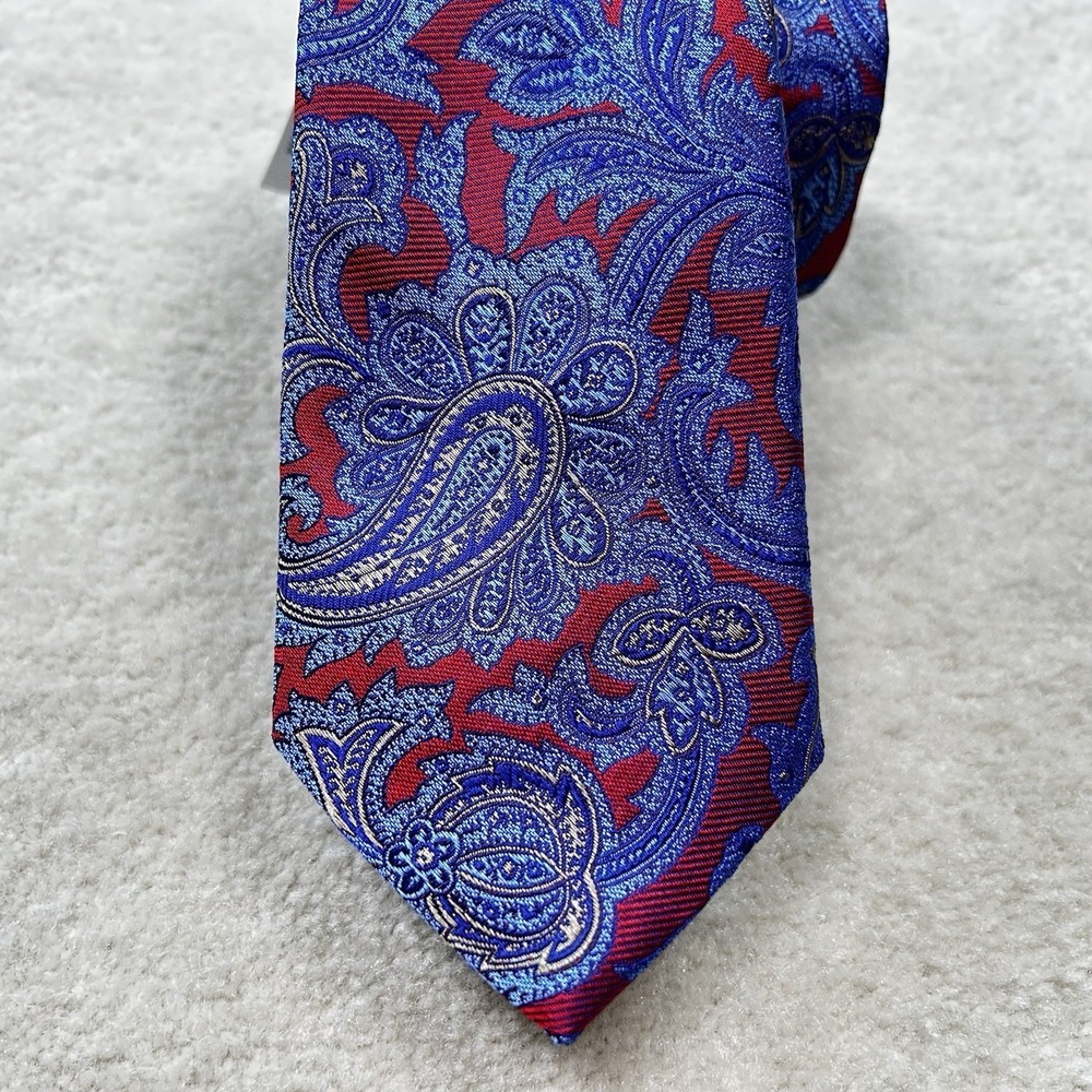 Ted Baker London Men 100% Silk Tie Made In Italy 59x3 Blue Red